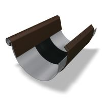 PREFA - Dylatacja rynny z kołnierzem i osłoną gumową, Ø 150 mm, Orzech P10 RAL 8019