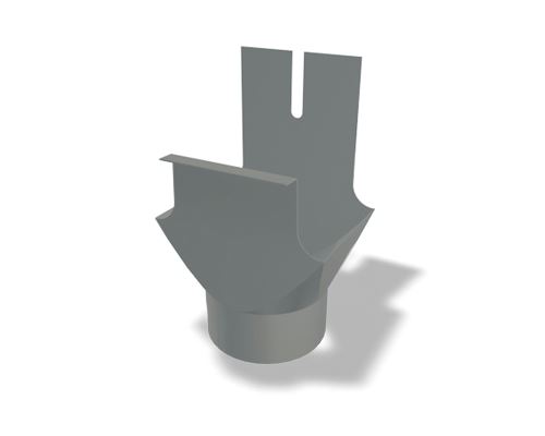 PREFA kwadratowy lej spustowy aluminiowy,szerokość 86/80 mm , do okrągłych rur spustowych, Jasnoszary P10 RAL 7005