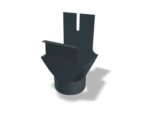 PREFA kwadratowy lej spustowy aluminiowy,szerokość 86/80 mm , do okrągłych rur spustowych, Antracyt P10 RAL 7016