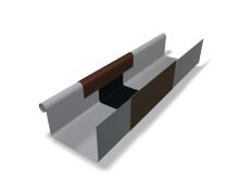 PREFA - Dylatacja rynny z kołnierzem i osłoną gumową, szerokość 86 mm, Orzech P10 RAL 8019 PREFA - Dylatacja rynny z kołnierzem i osłoną gumową, szerokość 86 mm, Orzech P10 RAL 8019