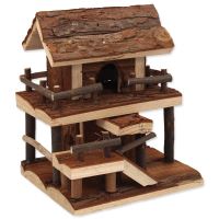 Drewniany domek dla małych zwierząt z korą 17x15x20cm Drewniany domek dla małych zwierząt z korą 17x15x20cm